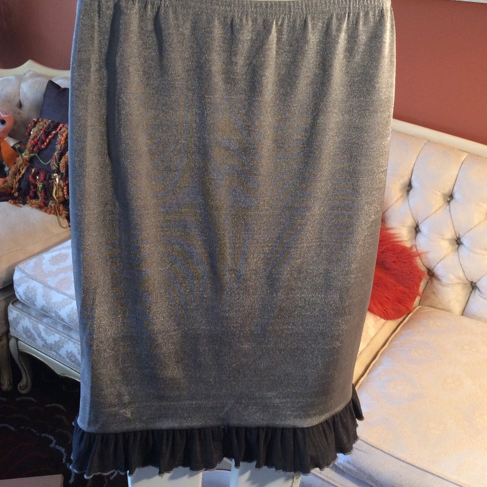 Vintage Metallic Pencil Slip Skirt